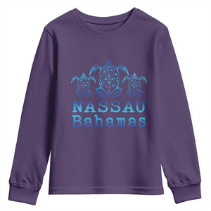 Nassau Souvenir Youth Sweatshirt Sea Turtle Bahamas Beach Vacation TS10 Purple Print Your Wear