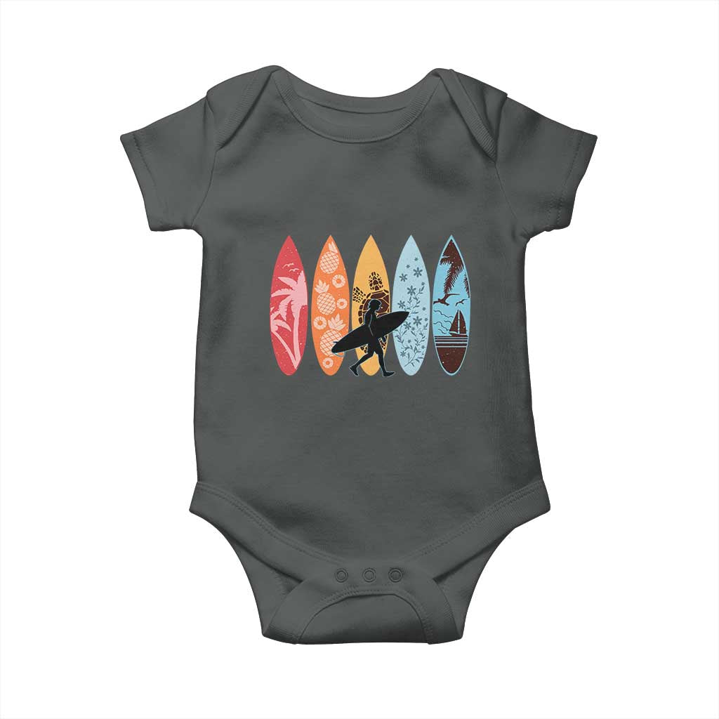 Surfboarder Baby Onesie Hawaii Wave Surfing Surfboard Lover Beach Surfer TS10 Dark Heather Print Your Wear