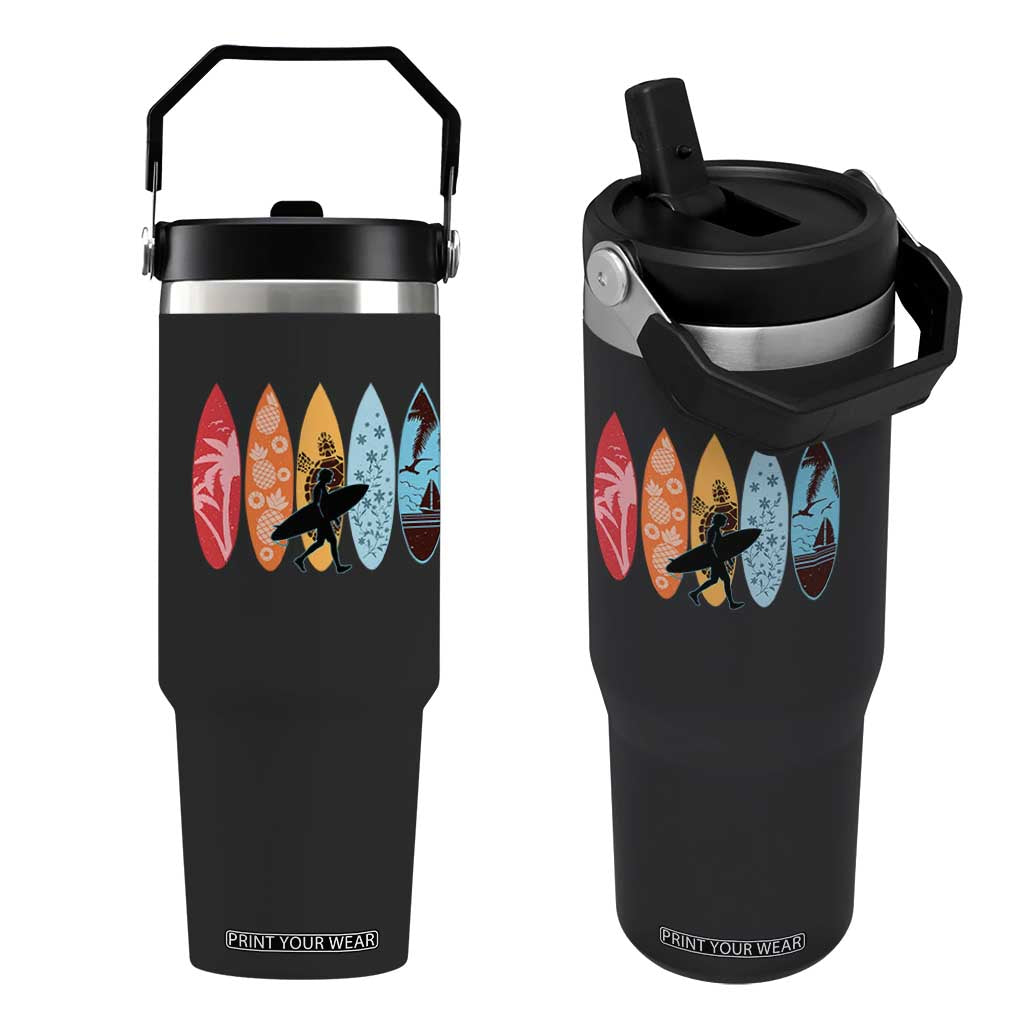 Surfboarder Flip Straw Tumbler Hawaii Wave Surfing Surfboard Lover Beach Surfer TS10 One Size: 30 oz Black Print Your Wear
