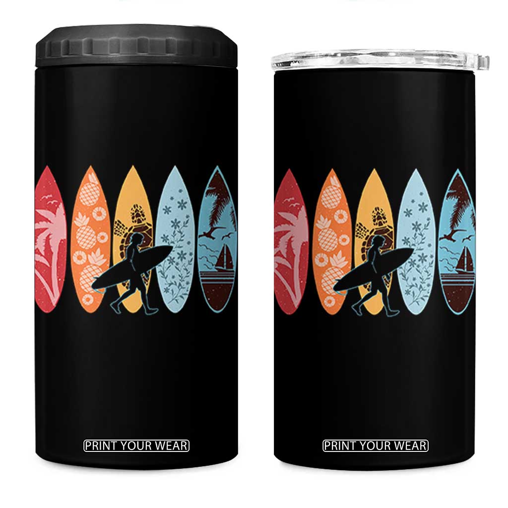 Surfboarder 4 in 1 Can Cooler Tumbler Hawaii Wave Surfing Surfboard Lover Beach Surfer TS10 One Size: 16 oz Black Print Your Wear