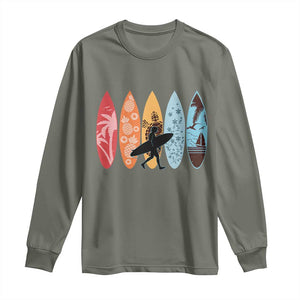 Surfboarder Long Sleeve Shirt Hawaii Wave Surfing Surfboard Lover Beach Surfer TS10 Military Green Print Your Wear