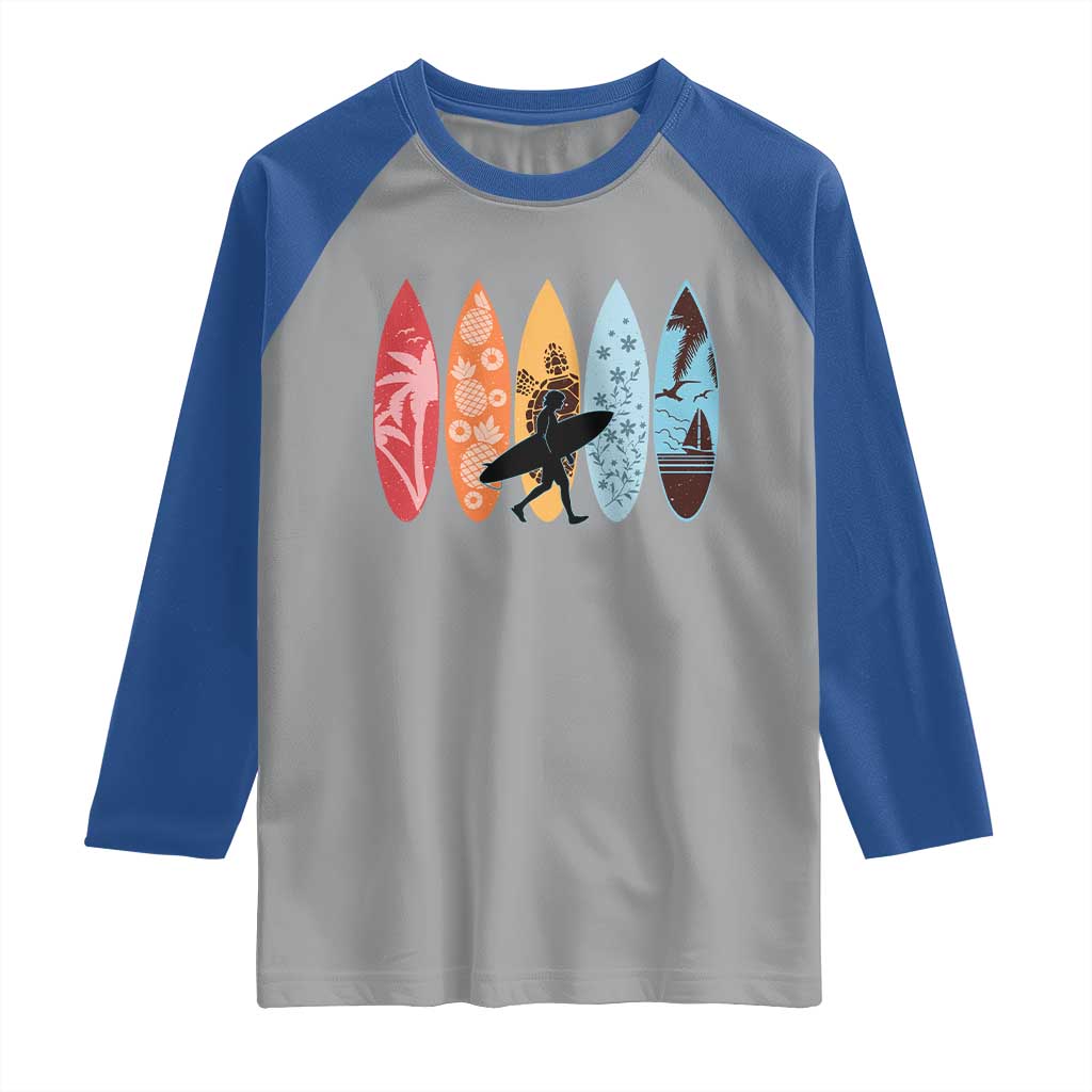 Surfboarder Raglan Shirt Hawaii Wave Surfing Surfboard Lover Beach Surfer TS10 Sport Gray Royal Print Your Wear