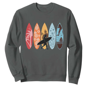 Surfboarder Sweatshirt Hawaii Wave Surfing Surfboard Lover Beach Surfer TS10 Dark Heather Print Your Wear