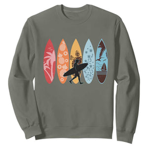 Surfboarder Sweatshirt Hawaii Wave Surfing Surfboard Lover Beach Surfer TS10 Military Green Print Your Wear