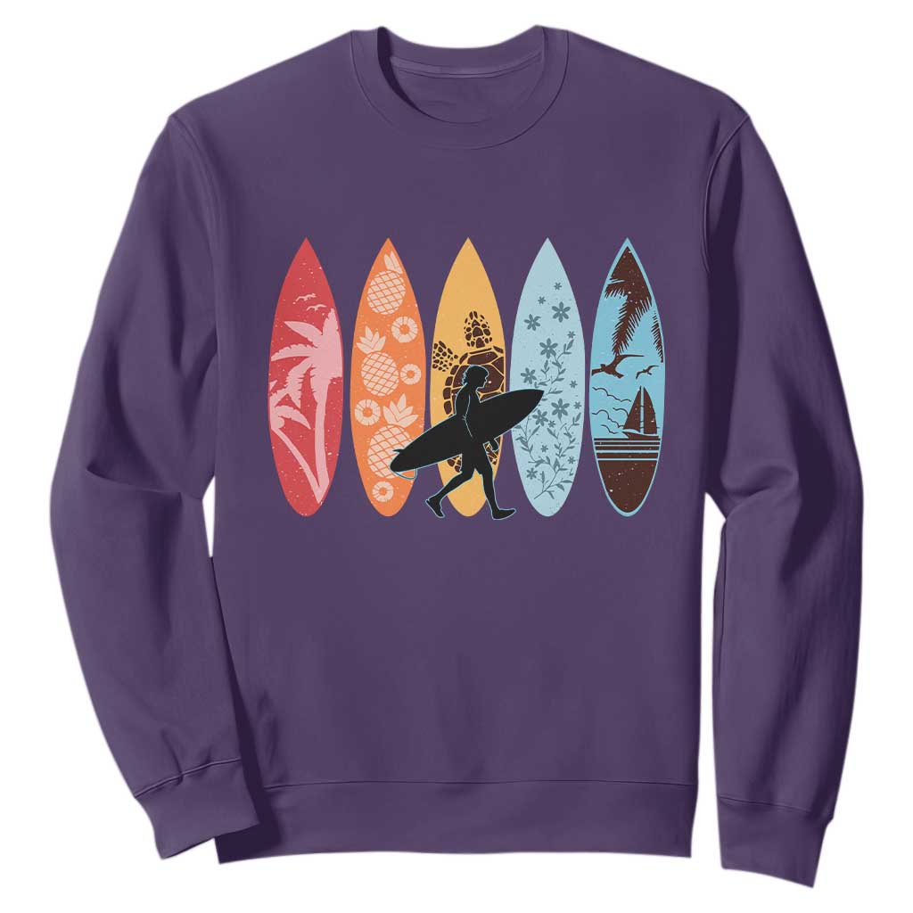 Surfboarder Sweatshirt Hawaii Wave Surfing Surfboard Lover Beach Surfer TS10 Purple Print Your Wear