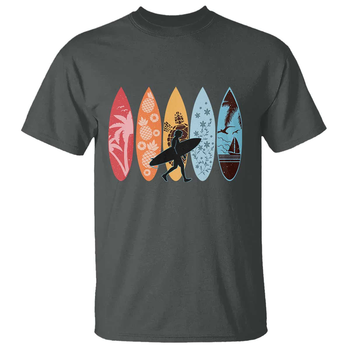 Surfboarder T Shirt Hawaii Wave Surfing Surfboard Lover Beach Surfer TS10 Dark Heather Print Your Wear
