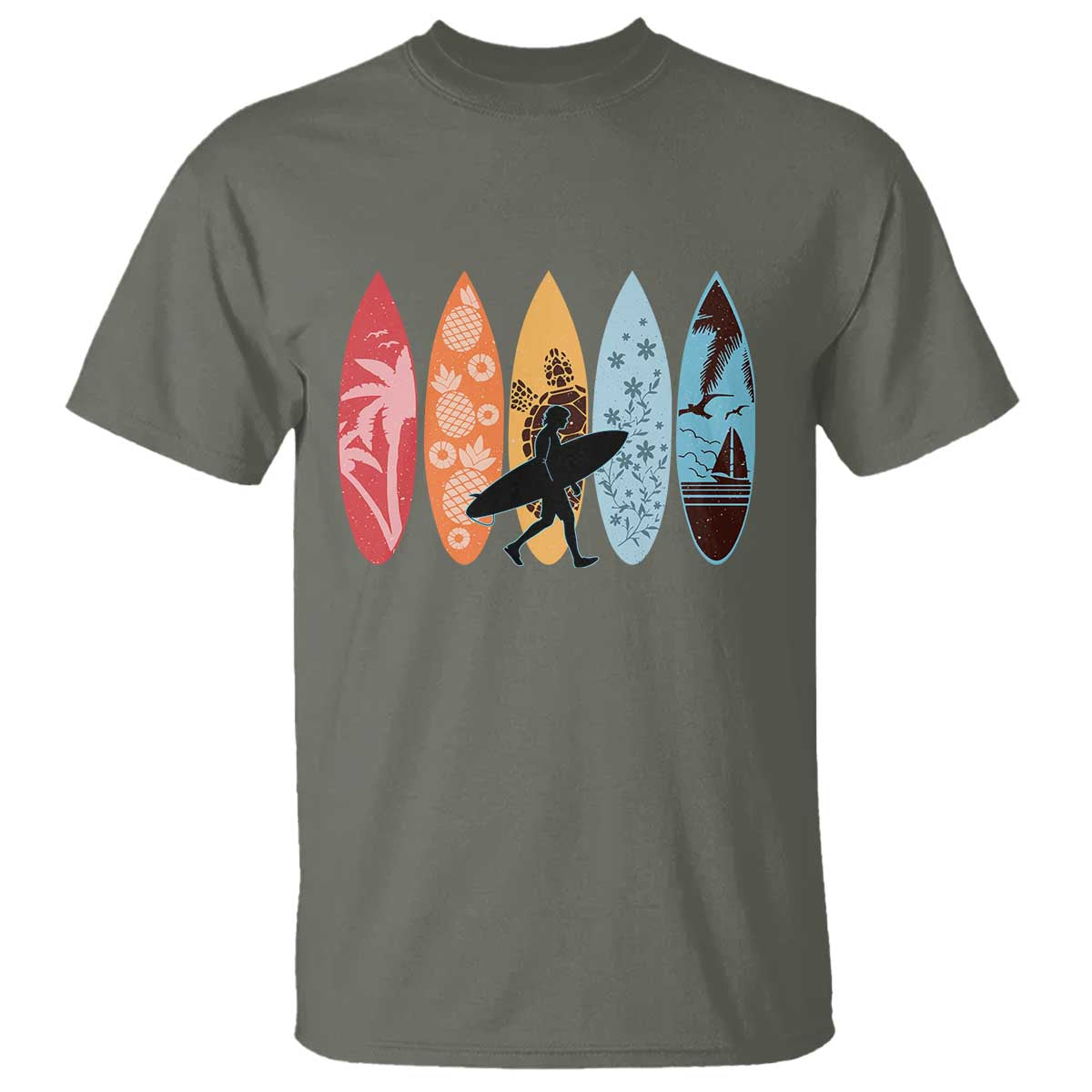 Surfboarder T Shirt Hawaii Wave Surfing Surfboard Lover Beach Surfer TS10 Military Green Print Your Wear