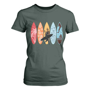 Surfboarder T Shirt For Women Hawaii Wave Surfing Surfboard Lover Beach Surfer TS10 Dark Forest Green Print Your Wear