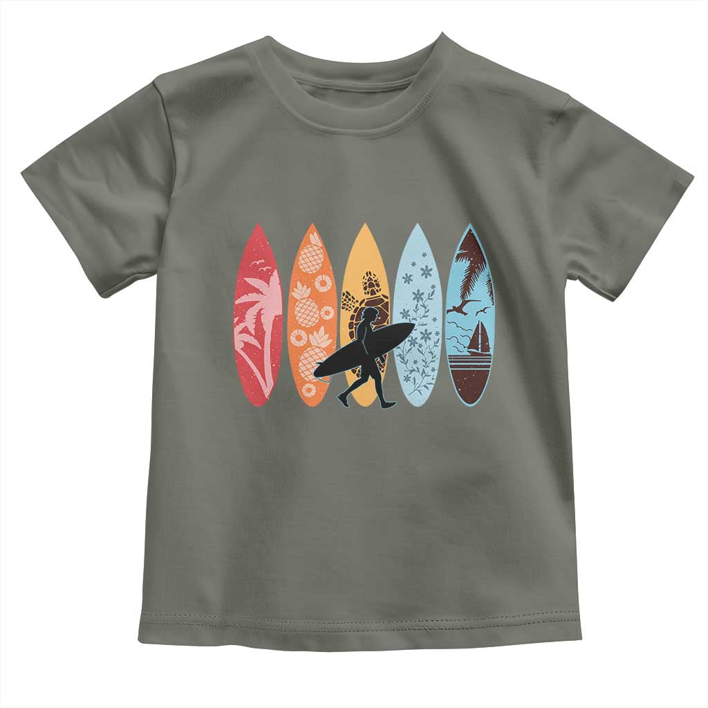 Surfboarder Toddler T Shirt Hawaii Wave Surfing Surfboard Lover Beach Surfer TS10 Military Green Print Your Wear