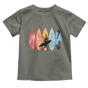 Surfboarder Toddler T Shirt Hawaii Wave Surfing Surfboard Lover Beach Surfer TS10 Military Green Print Your Wear