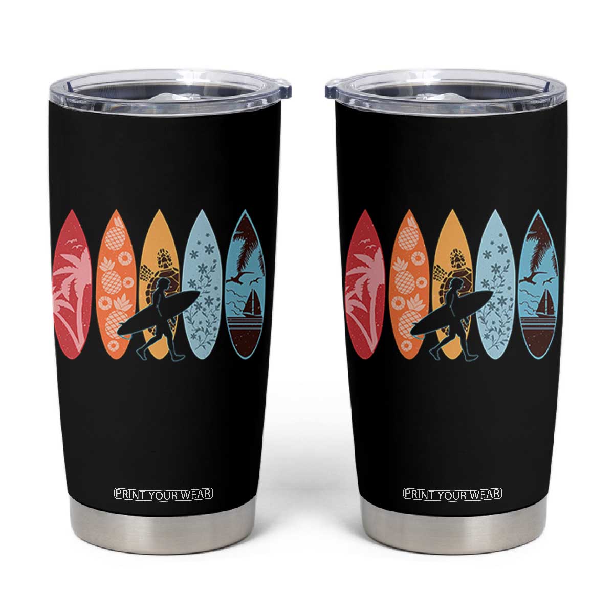 Surfboarder Tumbler Cup Hawaii Wave Surfing Surfboard Lover Beach Surfer TS10 Black Print Your Wear