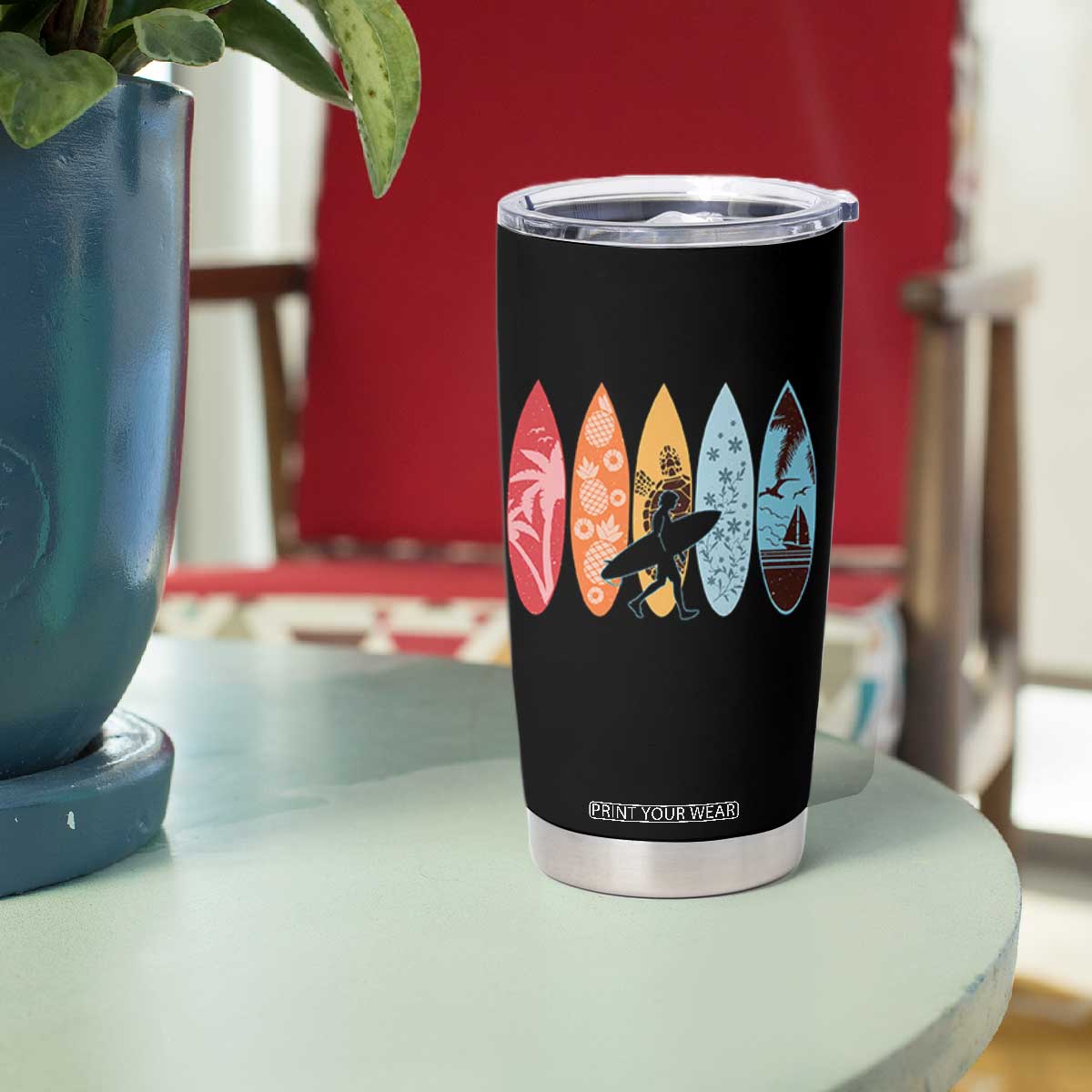 Surfboarder Tumbler Cup Hawaii Wave Surfing Surfboard Lover Beach Surfer TS10 Print Your Wear