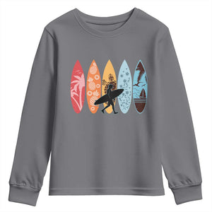 Surfboarder Youth Sweatshirt Hawaii Wave Surfing Surfboard Lover Beach Surfer TS10 Charcoal Print Your Wear