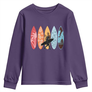 Surfboarder Youth Sweatshirt Hawaii Wave Surfing Surfboard Lover Beach Surfer TS10 Purple Print Your Wear
