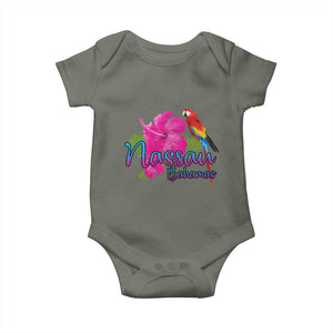 Nassau Souvenir Baby Onesie Caribbean Bahamas Beach Vacation TS10 Military Green Print Your Wear