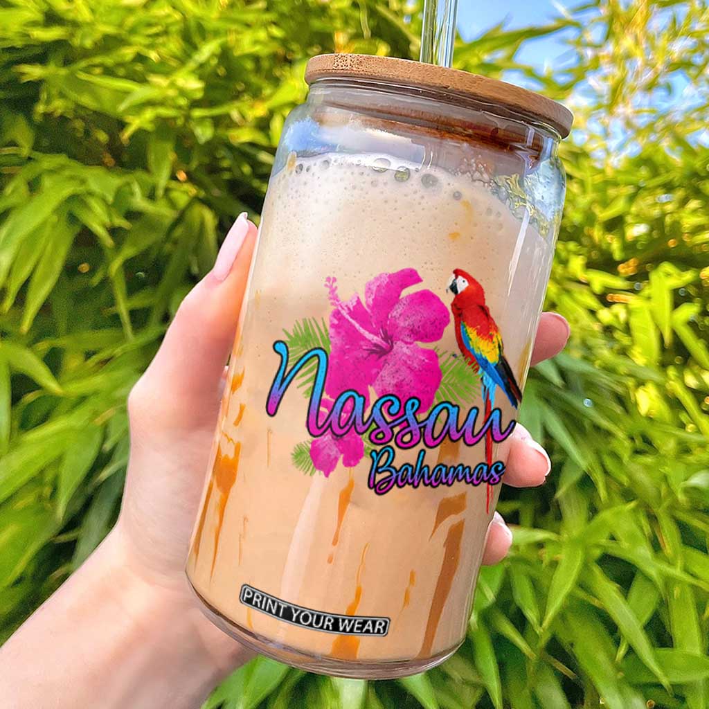 Nassau Souvenir Glass Can Caribbean Bahamas Beach Vacation TS10 Black Print Your Wear