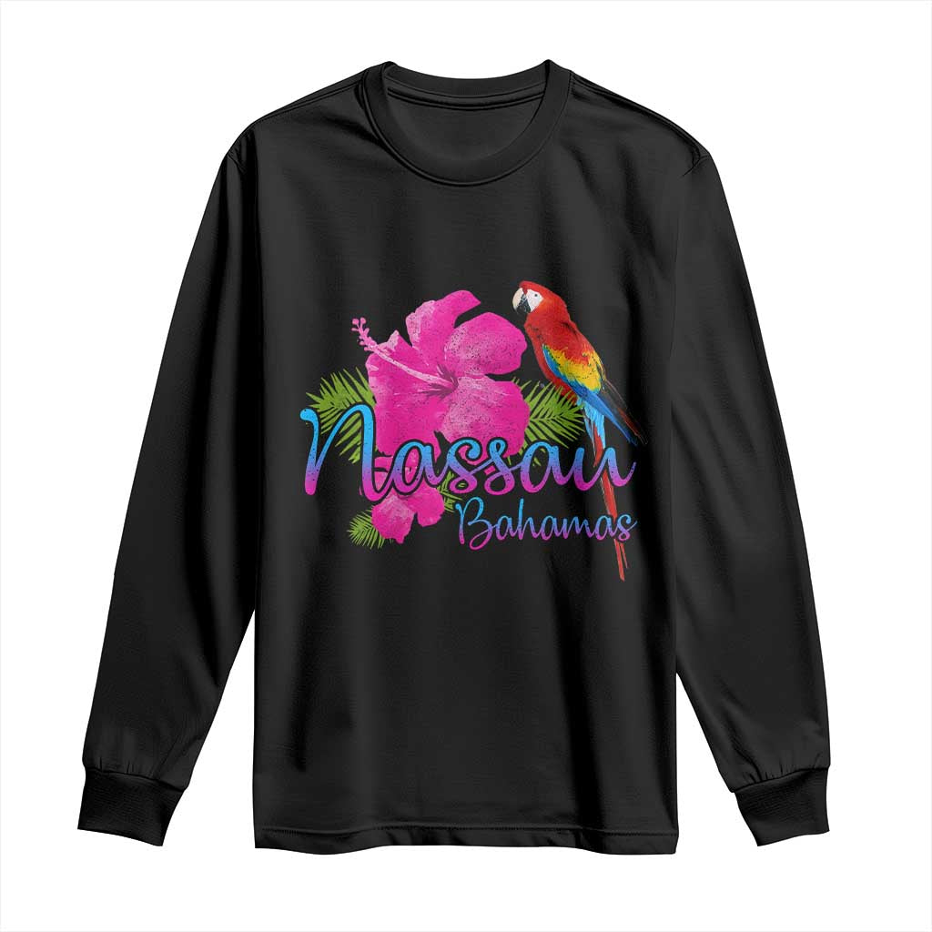 Nassau Souvenir Long Sleeve Shirt Caribbean Bahamas Beach Vacation TS10 Black Print Your Wear