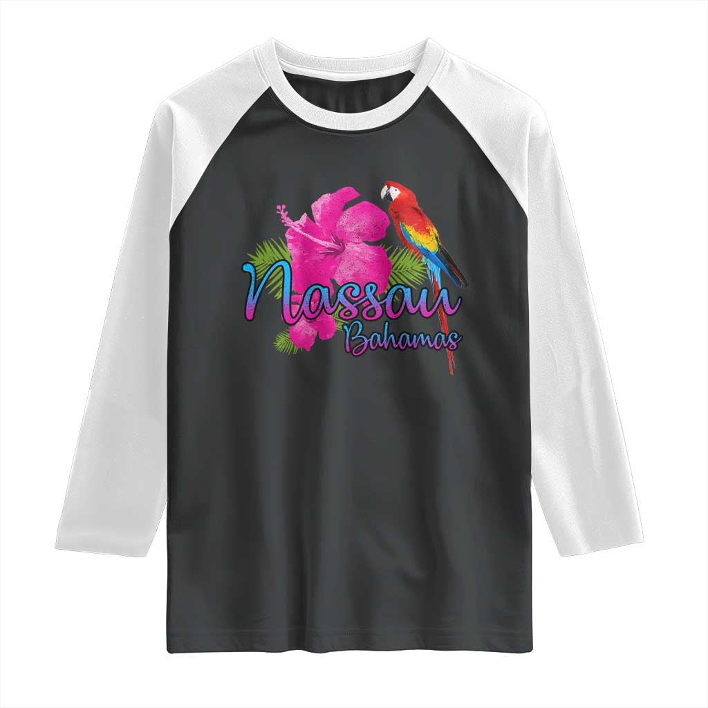 Nassau Souvenir Raglan Shirt Caribbean Bahamas Beach Vacation TS10 Black White Print Your Wear