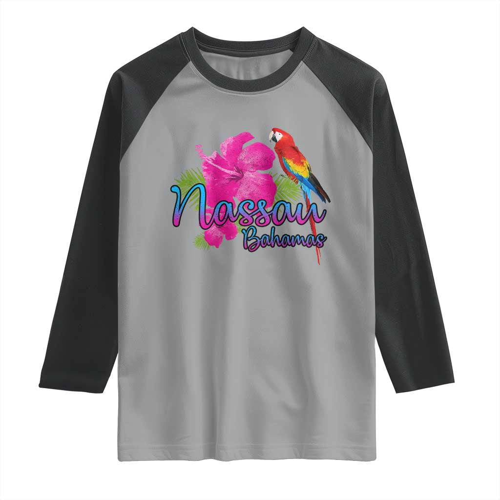 Nassau Souvenir Raglan Shirt Caribbean Bahamas Beach Vacation TS10 Sport Gray Black Print Your Wear