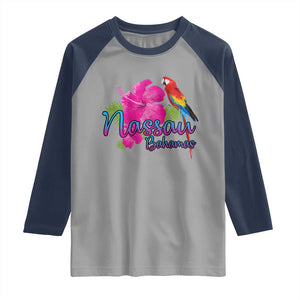 Nassau Souvenir Raglan Shirt Caribbean Bahamas Beach Vacation TS10 Sport Gray Navy Print Your Wear