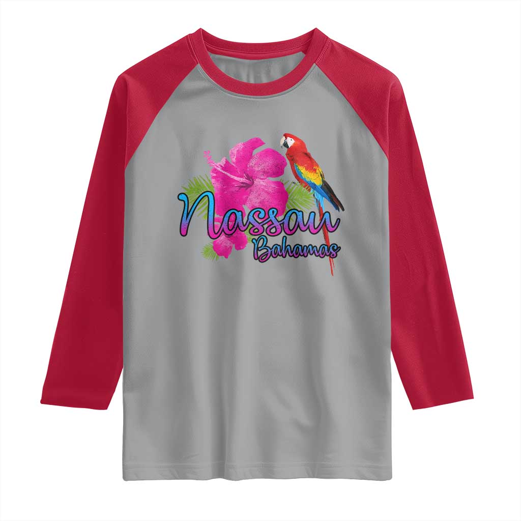 Nassau Souvenir Raglan Shirt Caribbean Bahamas Beach Vacation TS10 Sport Gray Red Print Your Wear