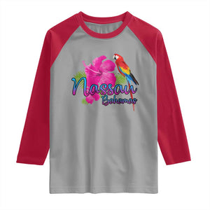 Nassau Souvenir Raglan Shirt Caribbean Bahamas Beach Vacation TS10 Sport Gray Red Print Your Wear