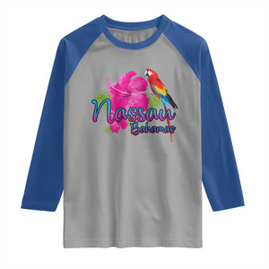 Nassau Souvenir Raglan Shirt Caribbean Bahamas Beach Vacation TS10 Sport Gray Royal Print Your Wear