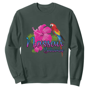 Nassau Souvenir Sweatshirt Caribbean Bahamas Beach Vacation TS10 Dark Forest Green Print Your Wear