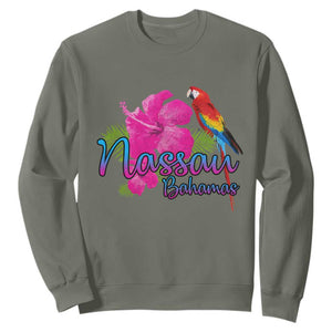 Nassau Souvenir Sweatshirt Caribbean Bahamas Beach Vacation TS10 Military Green Print Your Wear