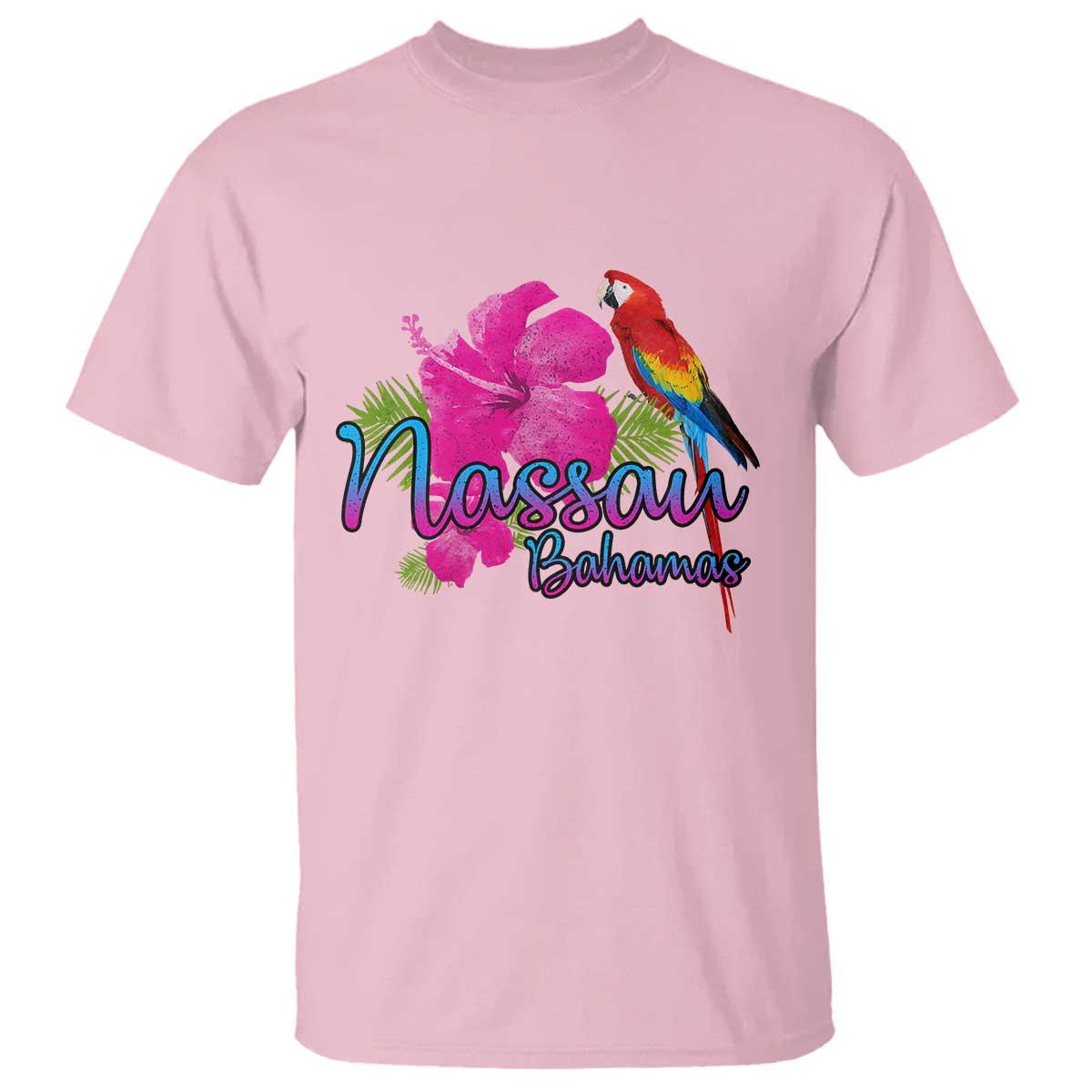 Nassau Souvenir T Shirt Caribbean Bahamas Beach Vacation TS10 Light Pink Print Your Wear