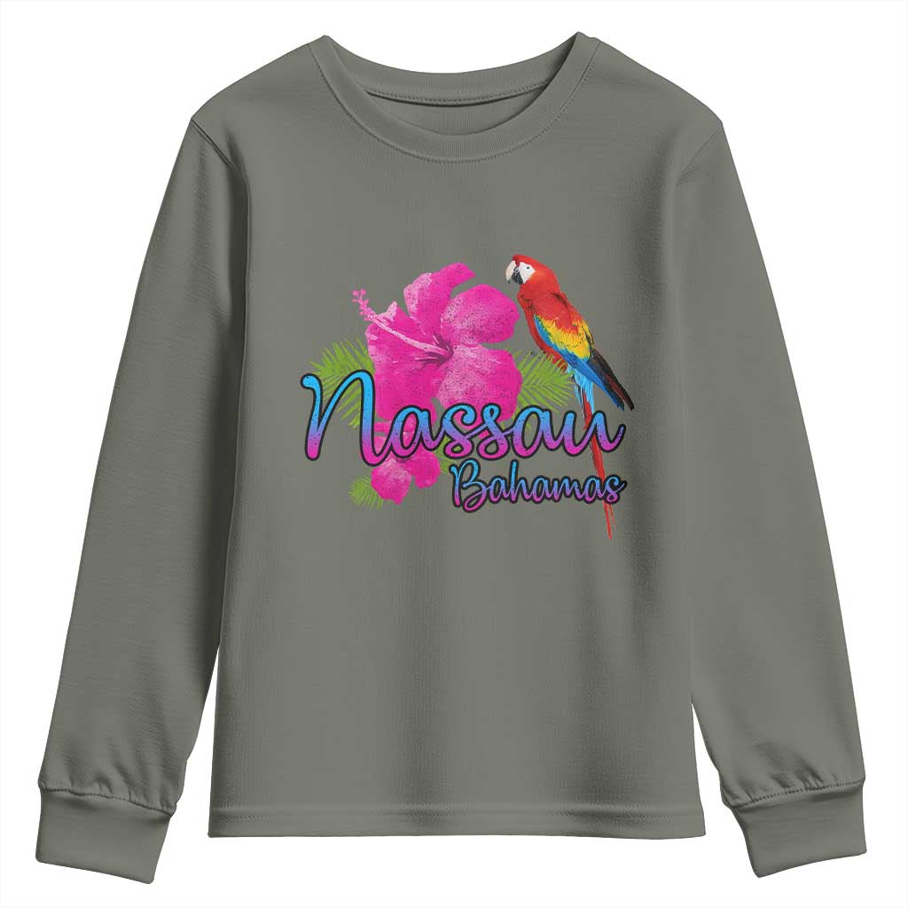 Nassau Souvenir Youth Sweatshirt Caribbean Bahamas Beach Vacation TS10 Military Green Print Your Wear