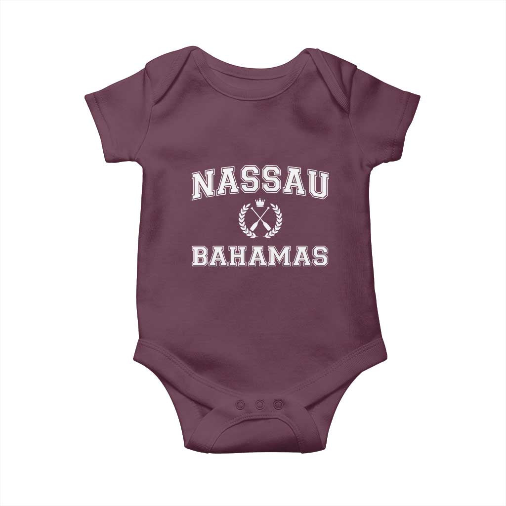 Nassau Souvenir Baby Onesie Bahamas Rowing Beach Summer Vacation TS10 Maroon Print Your Wear