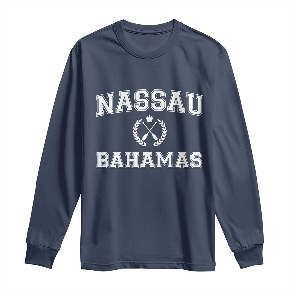 Nassau Souvenir Long Sleeve Shirt Bahamas Rowing Beach Summer Vacation TS10 Navy Print Your Wear