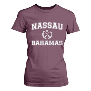 Nassau Souvenir T Shirt For Women Bahamas Rowing Beach Summer Vacation TS10 Maroon Print Your Wear