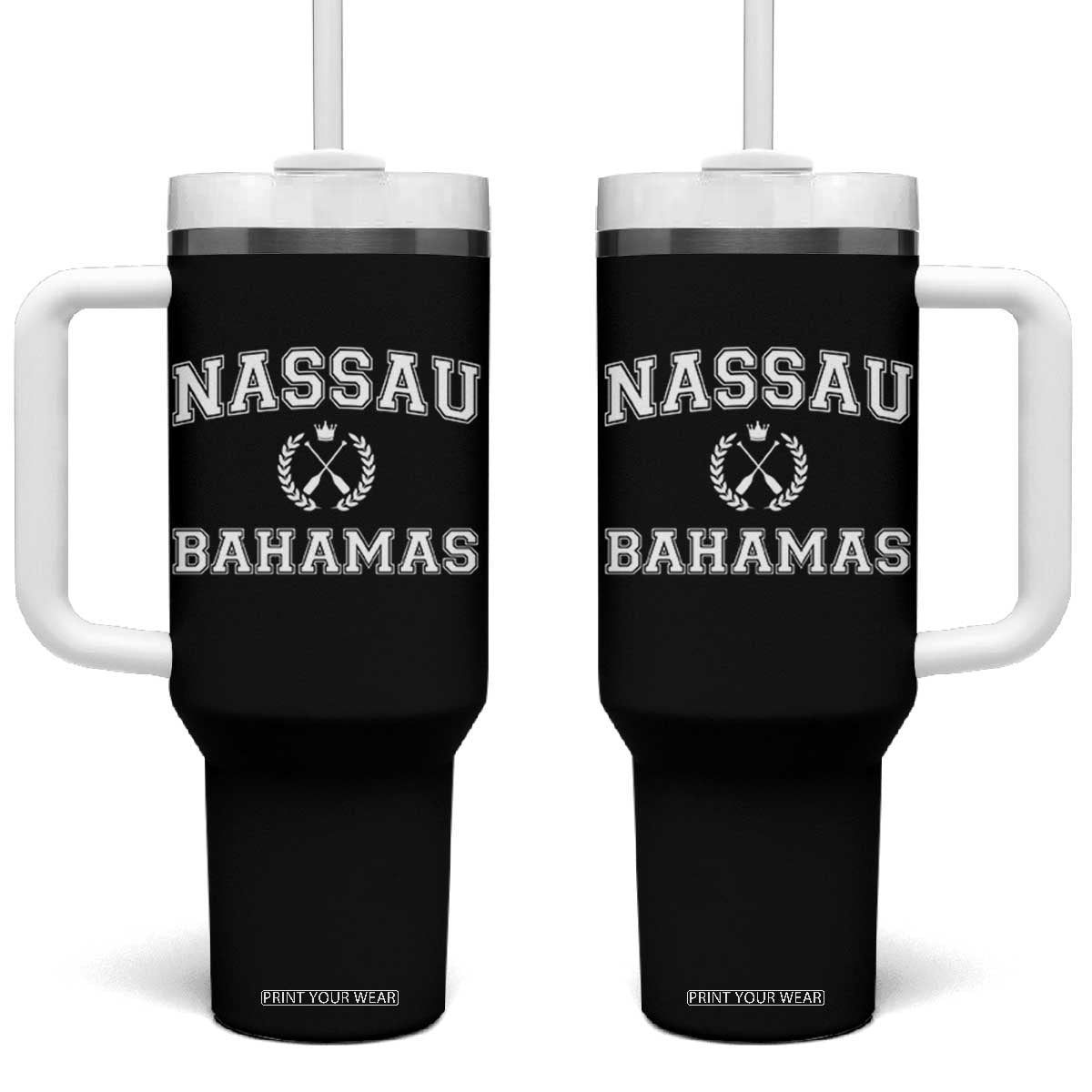 Nassau Souvenir Tumbler With Handle Bahamas Rowing Beach Summer Vacation TS10 One Size: 40 oz Black Print Your Wear