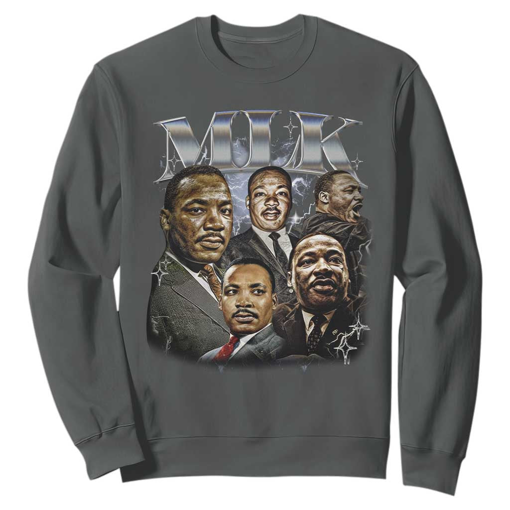 Martin Luther King Sweatshirt Black History Month Pride MLK Bootleg Rap Tee TS10 Dark Heather Print Your Wear