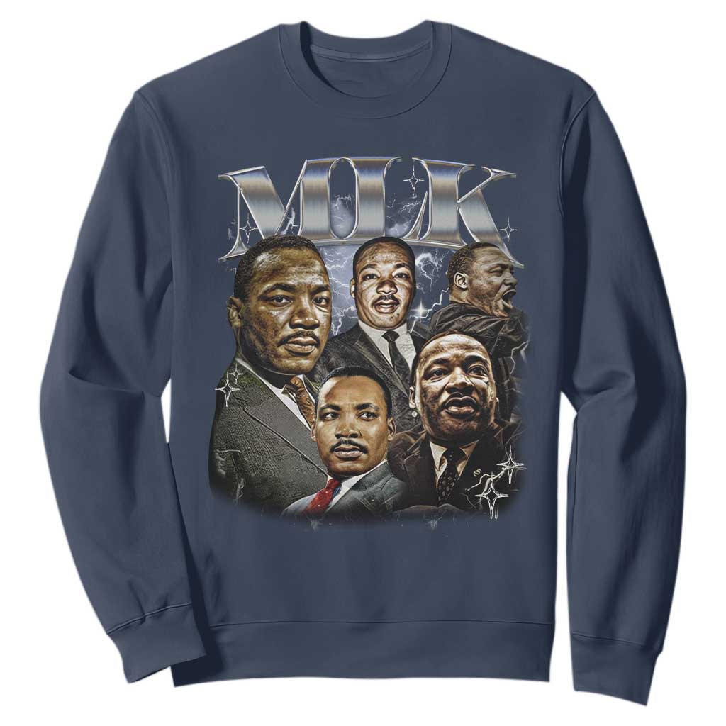 Martin Luther King Sweatshirt Black History Month Pride MLK Bootleg Rap Tee TS10 Navy Print Your Wear