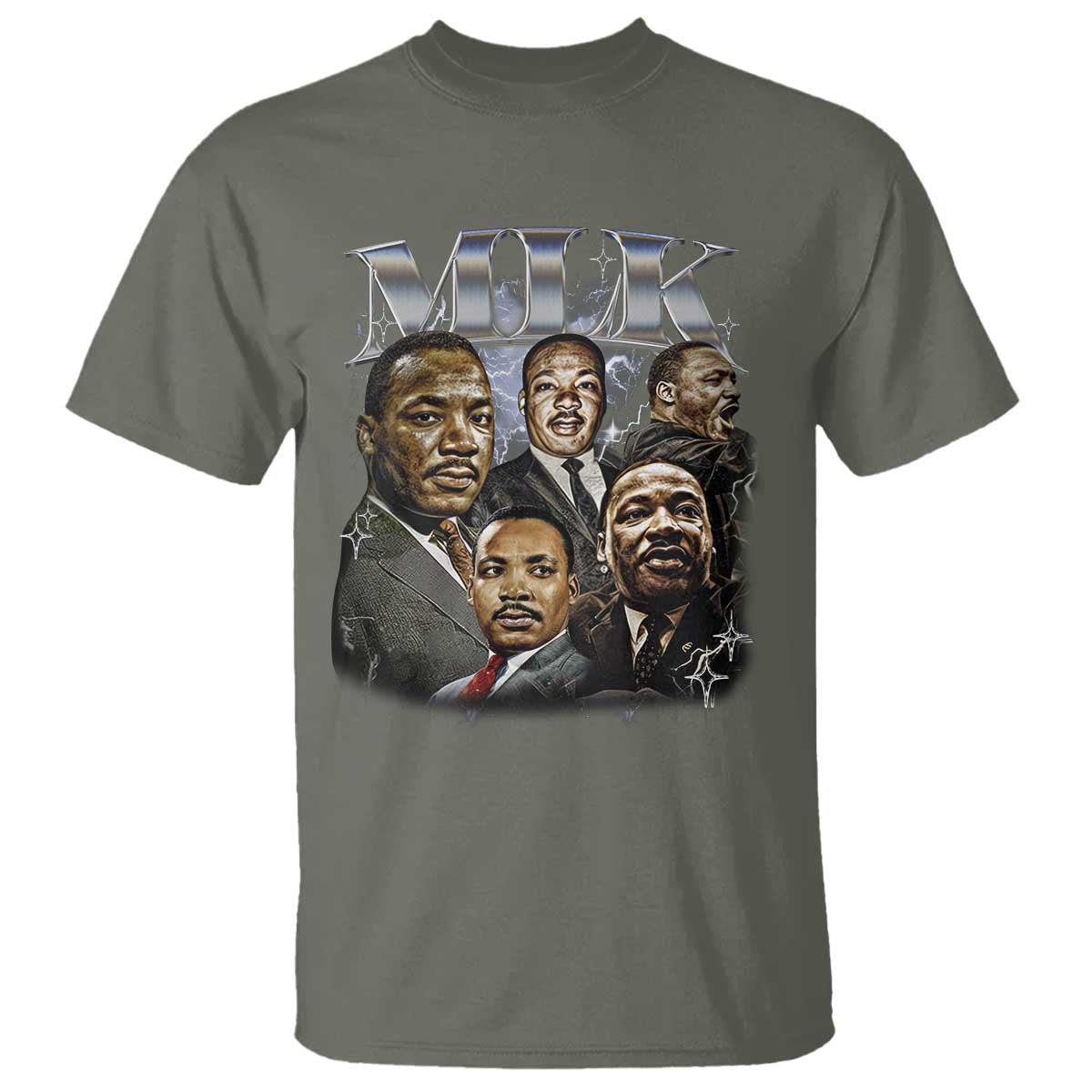 Martin Luther King T Shirt Black History Month Pride MLK Bootleg Rap Tee TS10 Military Green Print Your Wear
