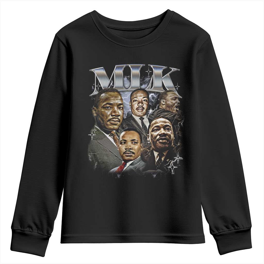 Martin Luther King Youth Sweatshirt Black History Month Pride MLK Bootleg Rap Tee TS10 Black Print Your Wear