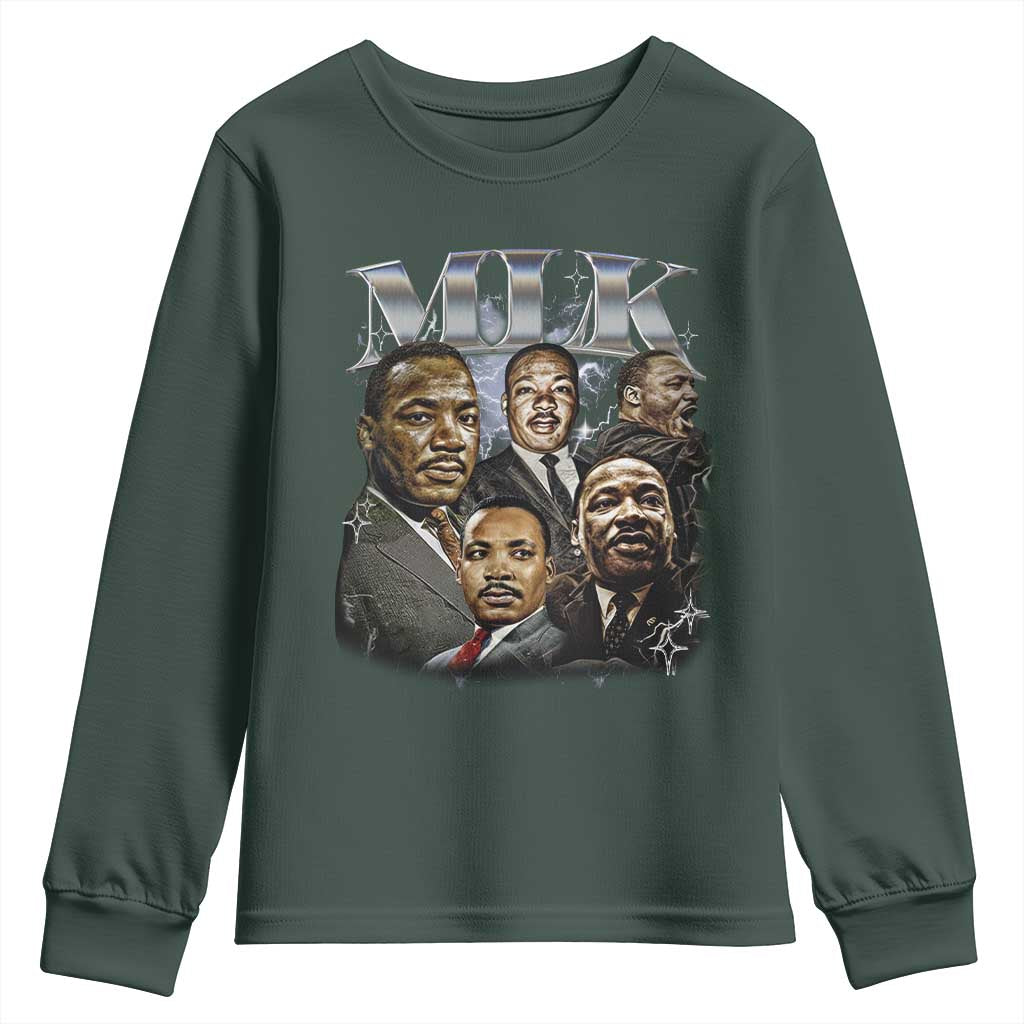 Martin Luther King Youth Sweatshirt Black History Month Pride MLK Bootleg Rap Tee TS10 Dark Forest Green Print Your Wear
