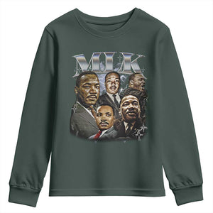 Martin Luther King Youth Sweatshirt Black History Month Pride MLK Bootleg Rap Tee TS10 Dark Forest Green Print Your Wear