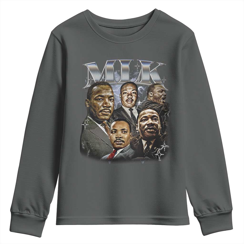 Martin Luther King Youth Sweatshirt Black History Month Pride MLK Bootleg Rap Tee TS10 Dark Heather Print Your Wear