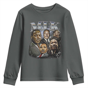 Martin Luther King Youth Sweatshirt Black History Month Pride MLK Bootleg Rap Tee TS10 Dark Heather Print Your Wear