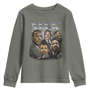 Martin Luther King Youth Sweatshirt Black History Month Pride MLK Bootleg Rap Tee TS10 Military Green Print Your Wear