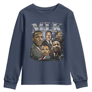 Martin Luther King Youth Sweatshirt Black History Month Pride MLK Bootleg Rap Tee TS10 Navy Print Your Wear