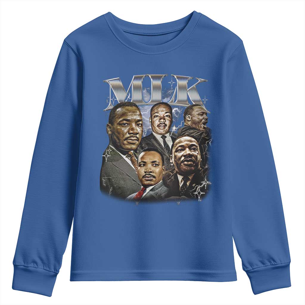 Martin Luther King Youth Sweatshirt Black History Month Pride MLK Bootleg Rap Tee TS10 Royal Blue Print Your Wear