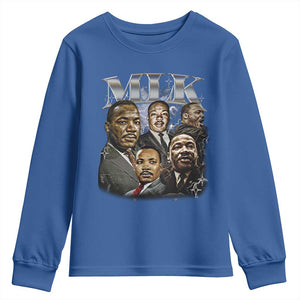 Martin Luther King Youth Sweatshirt Black History Month Pride MLK Bootleg Rap Tee TS10 Royal Blue Print Your Wear
