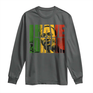 Martin Luther King Long Sleeve Shirt Black History Month MLK I Have A Dream TS10 Dark Heather Print Your Wear
