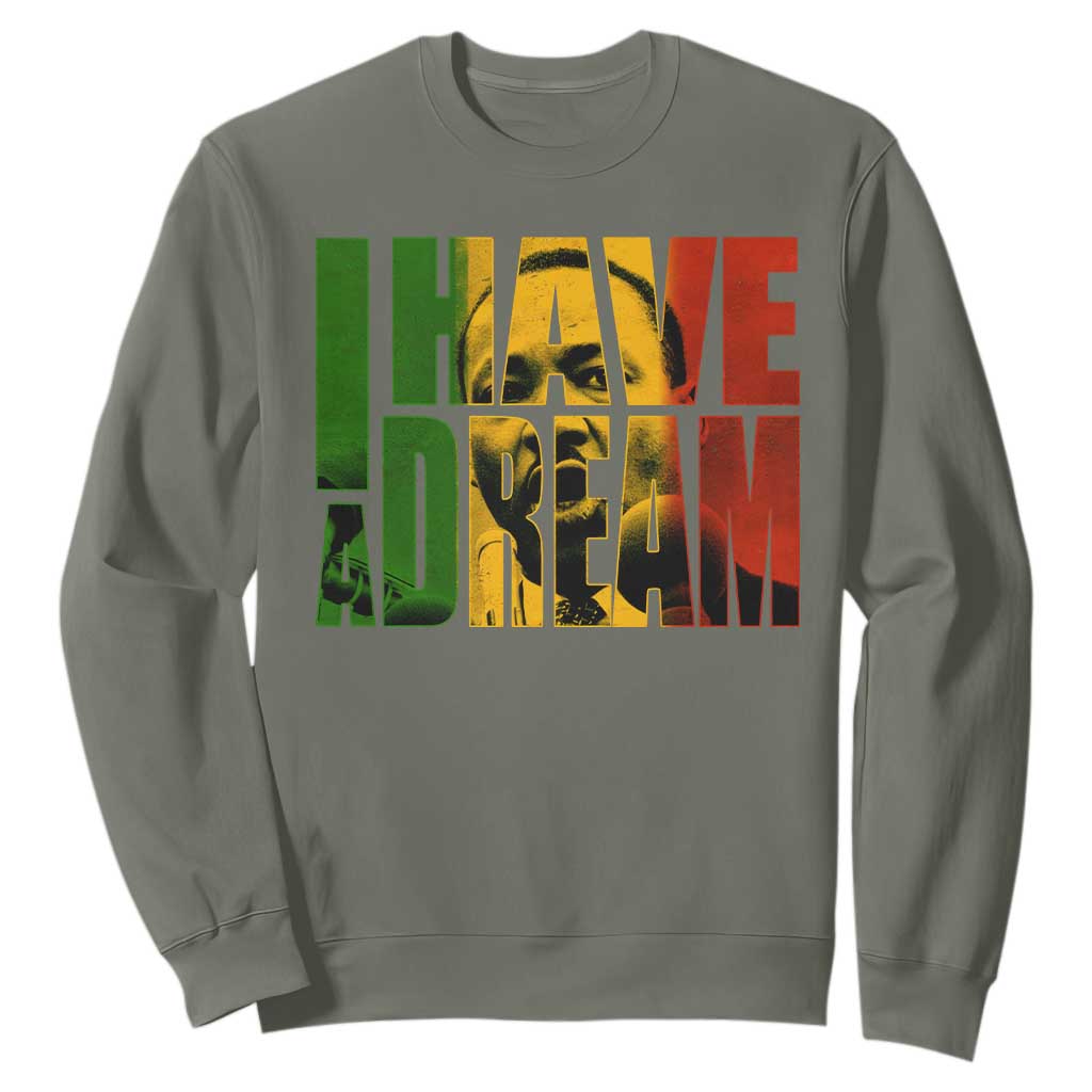 Martin Luther King Sweatshirt Black History Month MLK I Have A Dream TS10 Military Green Print Your Wear