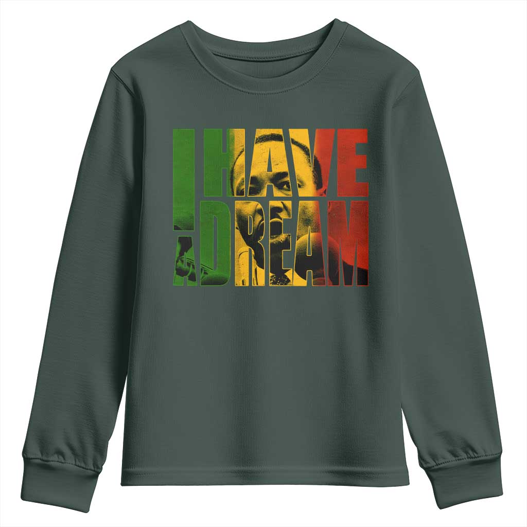 Martin Luther King Youth Sweatshirt Black History Month MLK I Have A Dream TS10 Dark Forest Green Print Your Wear